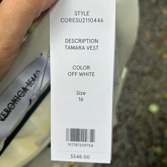 Veronica Beard Tamara White Linen Collarless Vest - Picture 10 of 12